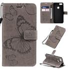 For Motorola E6 Play Pressed Printing Butterfly Pattern Horizontal Flip PU Leather Case with Holder & Card Slots & Wallet & Lanyard(Grey) - 1