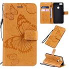 For Motorola E6 Play Pressed Printing Butterfly Pattern Horizontal Flip PU Leather Case with Holder & Card Slots & Wallet & Lanyard(Yellow) - 1