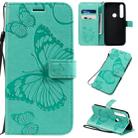 For Motorola G8 Plus Pressed Printing Butterfly Pattern Horizontal Flip PU Leather Case with Holder & Card Slots & Wallet & Lanyard(Green) - 1