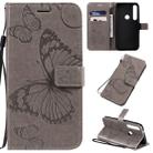For Motorola G8 Plus Pressed Printing Butterfly Pattern Horizontal Flip PU Leather Case with Holder & Card Slots & Wallet & Lanyard(Grey) - 1
