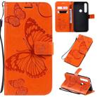 For Motorola G8 Plus Pressed Printing Butterfly Pattern Horizontal Flip PU Leather Case with Holder & Card Slots & Wallet & Lanyard(Orange) - 1