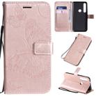 For Motorola G8 Plus Pressed Printing Butterfly Pattern Horizontal Flip PU Leather Case with Holder & Card Slots & Wallet & Lanyard(Rose Gold) - 1