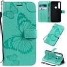 For Motorola G8 Play / One Macro Pressed Printing Butterfly Pattern Horizontal Flip PU Leather Case with Holder & Card Slots & Wallet & Lanyard(Green) - 1