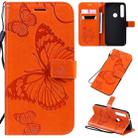 For Motorola G8 Play / One Macro Pressed Printing Butterfly Pattern Horizontal Flip PU Leather Case with Holder & Card Slots & Wallet & Lanyard(Orange) - 1