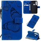 For Motorola G8 Play / One Macro Pressed Printing Butterfly Pattern Horizontal Flip PU Leather Case with Holder & Card Slots & Wallet & Lanyard(Blue) - 1