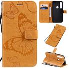 For Motorola G8 Play / One Macro Pressed Printing Butterfly Pattern Horizontal Flip PU Leather Case with Holder & Card Slots & Wallet & Lanyard(Yellow) - 1