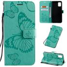 For Galaxy A51 Pressed Printing Butterfly Pattern Horizontal Flip PU Leather Case with Holder & Card Slots & Wallet & Lanyard(Green) - 1