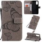 For Galaxy S20 Pressed Printing Butterfly Pattern Horizontal Flip PU Leather Case with Holder & Card Slots & Wallet & Lanyard(Grey) - 1