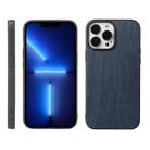 For iPhone 13 Pro Wood Texture PU Phone Case (Blue) - 1