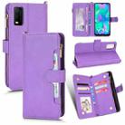 For vivo Y3s 2021 Litchi Texture Zipper Leather Phone Case(Purple) - 1