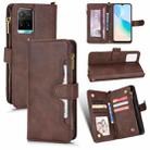 For vivo Y33s / Y21 2021 / Y21s Litchi Texture Zipper Leather Phone Case(Brown) - 1