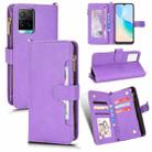 For vivo Y33s / Y21 2021 / Y21s Litchi Texture Zipper Leather Phone Case(Purple) - 1