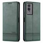 For vivo Y76s / Y74s AZNS Magnetic Calf Texture Leather Phone Case(Dark Green) - 1