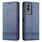 For vivo Y76s / Y74s AZNS Magnetic Calf Texture Leather Phone Case(Dark Blue) - 1