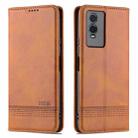For vivo Y76s / Y74s AZNS Magnetic Calf Texture Leather Phone Case(Light Brown) - 1