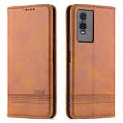For vivo Y76s / Y74s AZNS Magnetic Calf Texture Leather Phone Case(Light Brown) - 1