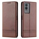 For vivo Y76s / Y74s AZNS Magnetic Calf Texture Leather Phone Case(Dark Brown) - 1