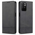 For Redmi Note 11 4G Overseas Version / Note 11S AZNS Magnetic Calf Texture Leather Phone Case(Black) - 1