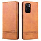 For Redmi Note 11 4G Overseas Version / Note 11S AZNS Magnetic Calf Texture Leather Phone Case(Light Brown) - 1