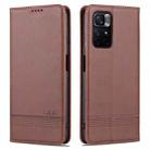 For Redmi Note 11 4G Overseas Version / Note 11S AZNS Magnetic Calf Texture Leather Phone Case(Dark Brown) - 1