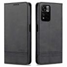 For Redmi Note 11 Pro Overseas Version AZNS Magnetic Calf Texture Leather Phone Case(Black) - 1