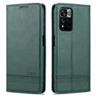 For Redmi Note 11 Pro Overseas Version AZNS Magnetic Calf Texture Leather Phone Case(Dark Green) - 1