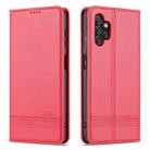 For Samsung Galaxy A13 4G AZNS Magnetic Calf Texture Leather Phone Case(Red) - 1