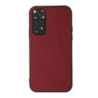 For Xiaomi Redmi Note 11 4G Global / Note 11S Accurate Hole Carbon Fiber Texture Shockproof Case(Red) - 1