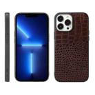 For iPhone 13 Pro Crocodile Top Layer Cowhide Leather Case (Coffee) - 1