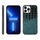 For iPhone 13 Pro Max Crocodile Top Layer Cowhide Leather Case (Cyan Blue) - 1