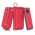 For Galaxy Note 9 POLA Multi-function Fashion Weave Magnetic Horizontal Flip Leather Case with Card Slots & Wallet & Photo Frame & Lanyard(Red) - 1