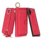 For Galaxy Note 10+ POLA Multi-function Fashion Weave Magnetic Horizontal Flip Leather Case with Card Slots & Wallet & Photo Frame & Lanyard(Red) - 1