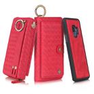 For Galaxy S9 POLA Multi-function Fashion Weave Magnetic Horizontal Flip Leather Case with Card Slots & Wallet & Photo Frame & Lanyard(Red) - 1