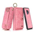 For Galaxy S9 POLA Multi-function Fashion Weave Magnetic Horizontal Flip Leather Case with Card Slots & Wallet & Photo Frame & Lanyard(Pink) - 1