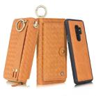 For Galaxy S9+ POLA Multi-function Fashion Weave Magnetic Horizontal Flip Leather Case with Card Slots & Wallet & Photo Frame & Lanyard(Brown) - 1