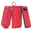 For Galaxy S10 POLA Multi-function Fashion Weave Magnetic Horizontal Flip Leather Case with Card Slots & Wallet & Photo Frame & Lanyard(Red) - 1