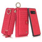 For Galaxy S10+ POLA Multi-function Fashion Weave Magnetic Horizontal Flip Leather Case with Card Slots & Wallet & Photo Frame & Lanyard(Red) - 1