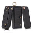 For iPhone 7 / 8 POLA Multi-function Fashion Weave Magnetic Horizontal Flip Leather Case with Card Slots & Wallet & Photo Frame & Lanyard(Black) - 1