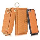 For iPhone 7 / 8 POLA Multi-function Fashion Weave Magnetic Horizontal Flip Leather Case with Card Slots & Wallet & Photo Frame & Lanyard(Brown) - 1