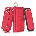 For iPhone 7 / 8 POLA Multi-function Fashion Weave Magnetic Horizontal Flip Leather Case with Card Slots & Wallet & Photo Frame & Lanyard(Red) - 1