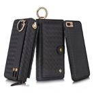 For iPhone 7 Plus / 8 Plus POLA Multi-function Fashion Weave Magnetic Horizontal Flip Leather Case with Card Slots & Wallet & Photo Frame & Lanyard(Black) - 1