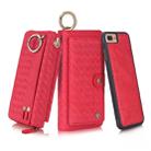 For iPhone 7 Plus / 8 Plus POLA Multi-function Fashion Weave Magnetic Horizontal Flip Leather Case with Card Slots & Wallet & Photo Frame & Lanyard(Red) - 1