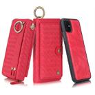 For iPhone 11 POLA Multi-function Fashion Weave Magnetic Horizontal Flip Leather Case with Card Slots & Wallet & Photo Frame & Lanyard(Red) - 1
