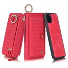 For iPhone 11 Pro POLA Multi-function Fashion Weave Magnetic Horizontal Flip Leather Case with Card Slots & Wallet & Photo Frame & Lanyard(Red) - 1