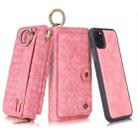 For iPhone 11 Pro Max POLA Multi-function Fashion Weave Magnetic Horizontal Flip Leather Case with Card Slots & Wallet & Photo Frame & Lanyard(Pink) - 1