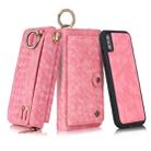 For iPhone X POLA Multi-function Fashion Weave Magnetic Horizontal Flip Leather Case with Card Slots & Wallet & Photo Frame & Lanyard(Pink) - 1