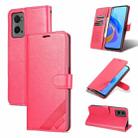 For OPPO A36 4G / A76 4G AZNS Sheepskin Texture Flip Leather Phone Case(Red) - 1