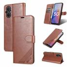 For OPPO A96 5G / Reno7 Z Overseas Version  AZNS Sheepskin Texture Flip Leather Phone Case(Brown) - 1