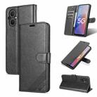 For OPPO A96 5G / Reno7 Z Overseas Version AZNS Sheepskin Texture Flip Leather Phone Case(Black) - 1