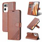 For OPPO Reno7 Pro 5G AZNS Sheepskin Texture Flip Leather Phone Case(Brown) - 1